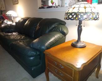 Sealy green leather couch