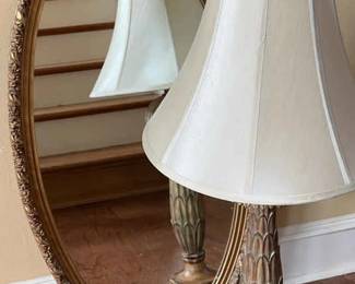 Lamp and Oval Mirror