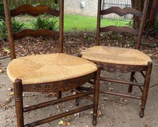 Rush Seating Chair Pair