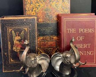 Bronze Bookends and Storage Books
