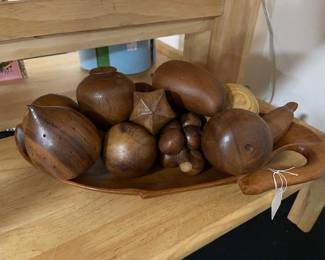 MCM wood fruit in bowl