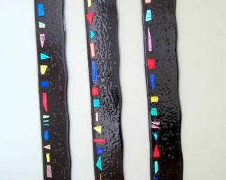 SET OF FUSED ART GLASS PLAQUES