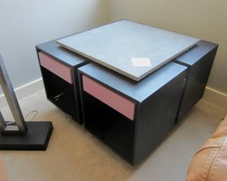 ONE OF A PAIR OF COMMISSIONED DESIGNER END TABLES