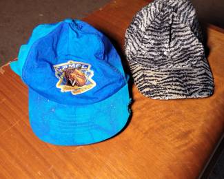 Joe Camel ball cap. Sequin zebra print ball cap.