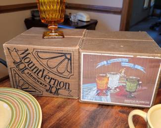 Mount Vernon Amber stemware by Indiana Glass