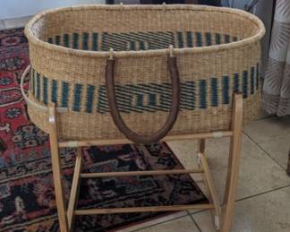 Handmade Moses Basket & Wooden Rocking Stand - Design Dua 