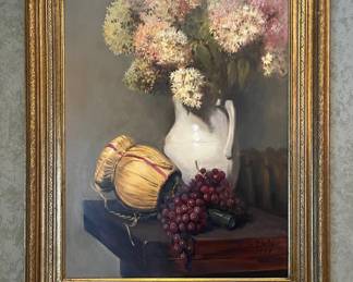 E.S. De Voc, Still Life Of Grapes, Wine And Flowers, 1999