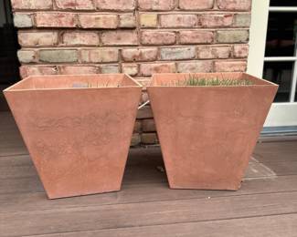 Two Square Terracotta Style Resin Planters