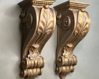 Two NeoClassical Style Scrolling Acanthus Leaf Bracket Sconces