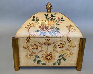 Paint Decorated Wood Lidded Storage Box