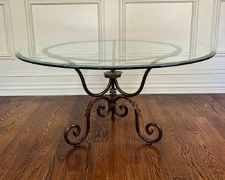 Glass Top Coffee Table With Metal Scroll Base