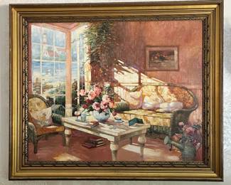 Edna, Interior Scene Of Sunroom On The Water, 20th Century