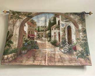 Vivian Flasch, Large Hanging Wall Tapestry, "Quaint Town"