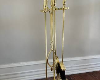 Gold Tone Fire Tools And Stand