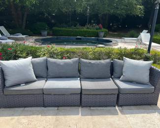 Four Piece Synthetic Wicker Outdoor Modular Sofa