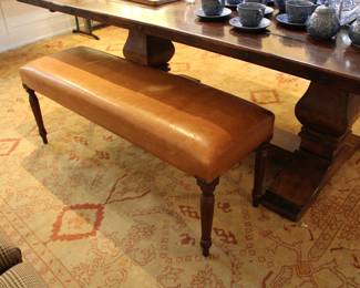 Pair of leather top Ralph Lauren benches, 1/2