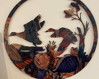 Large enamel on steel wall art with mallard ducks