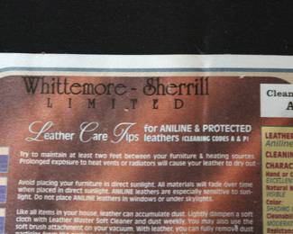 Label detail of fabulous Whittemore-Sherrill leather sofa