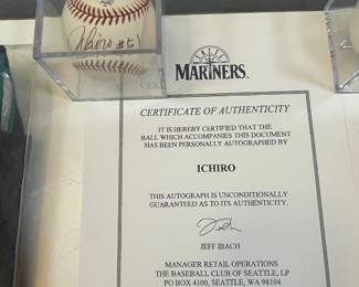 Ichiro Suzuki, Seattle Mariners, signed baseball with certificate of authenticity