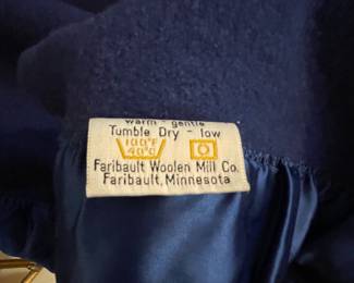 Faribault Woolen Mill Co., Faribault, Minnesota navy blue wool blanket