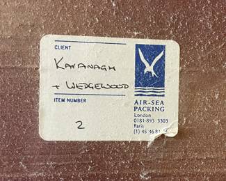 Labels on the Massive Antique English Carved and Gilded Beveled Mirror