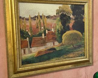 Gold framed "A Farm in Brittany" Paul Gaugin reproduction