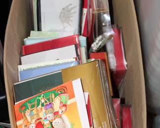 Box of assorted sets of Christmas cards