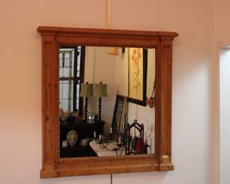 Lovely square pine framed mirror