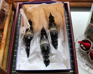 Three vintage blown glass finial Christmas ornaments