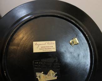 Label on the reverse of Raymond Waites set of four dog decorative plates, designed for Toyo Trading Co, Made in China