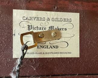 Labels on the Massive Antique English Carved and Gilded Beveled Mirror