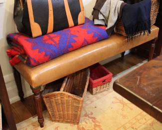 PAIR of leather top Ralph Lauren benches, 2/2