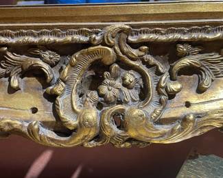 Another detail of Massive Antique English Carved and Gilded Beveled Mirror