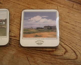 Detail of set of four vintage Bowmore Scottish Malt Coastal Coasters