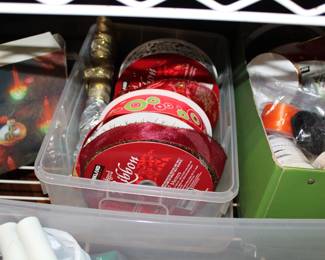 Box of Christmas ribbons