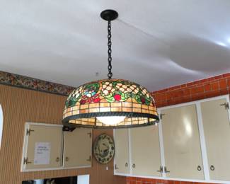  Early 20 th Century stained glass light fixture.