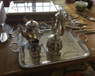 Silver plate by Christofle tea service