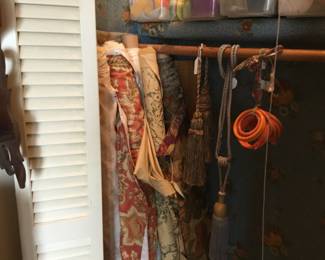 Several bolts of vintage upholstery or drape fabrics