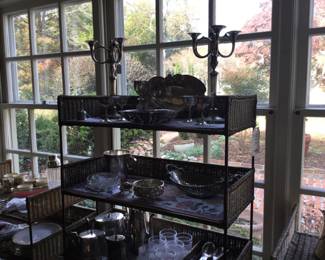 Stunning silver plate candleabras with a French horn design