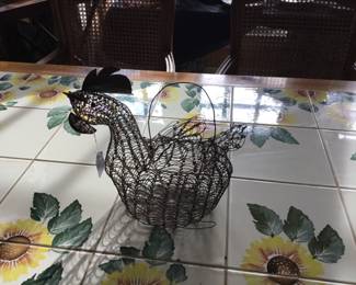 Antique French wire chicken basket