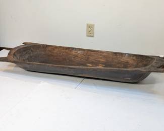 Lot 120: Antique hand hewn dough bowl measuring 48 " long x 16 " wide