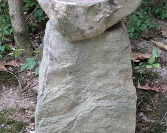 Lot 361: Garden sculpture with stone top and composite base; measures 24 " high