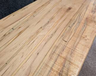 Lot 122: Solid ambrosia maple bench measuring 18 " high x 96" x 14" deep