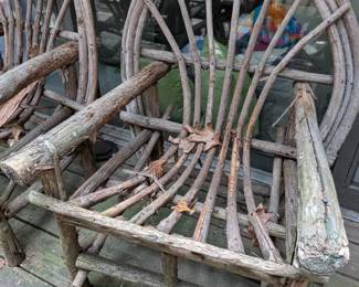 Lot 370: Pair of artisan primitive armchairs measuring 35 " high