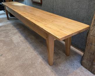 Lot 122: Solid ambrosia maple bench measuring 18 " high x 96" x 14" deep