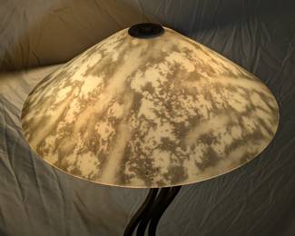 Lot 647: Metal modern design floor lamp with plastic shade; 55 " high