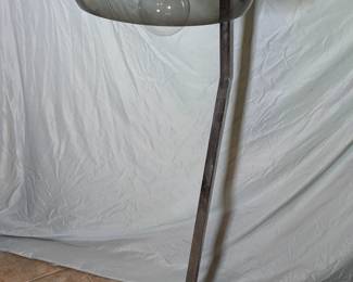 Lot 774: Mid century modern chrome floor lamp with plastic shade, shade is cracked on rear; measures 55 " high