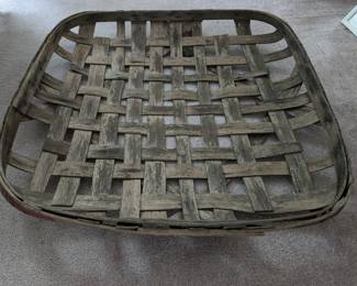 Lot 198: Antique tobacco drying basket reading Farmville Virginia and numbered 1715; measures 44 x 44"
