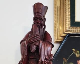 Carved Wood  Chinese Statue.  