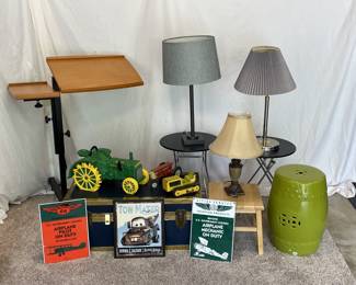 All sold except, but the John Deere cookie jar and Tow Mater sign are still available.